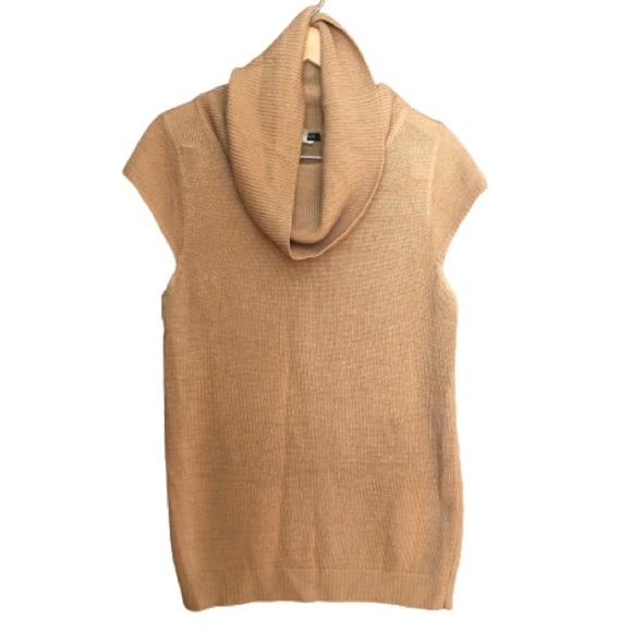 J. Crew Wool Cowl Neck Cap Sleeve Camel Knit Sweater - Picture 2 of 13